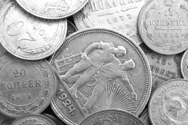 Colección Numismática Monedas Plata Antiguas Diferentes Tiempos Primer Plano —  Fotos de Stock