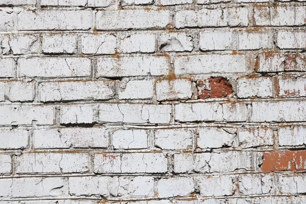 Parede Velha Feita Tijolo Vermelho Pintado Branco Estilo Loft Para — Fotografia de Stock