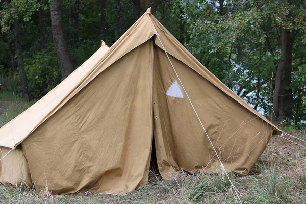 Old Canvas Tent Tourist Camp Summer — Stock Photo, Image