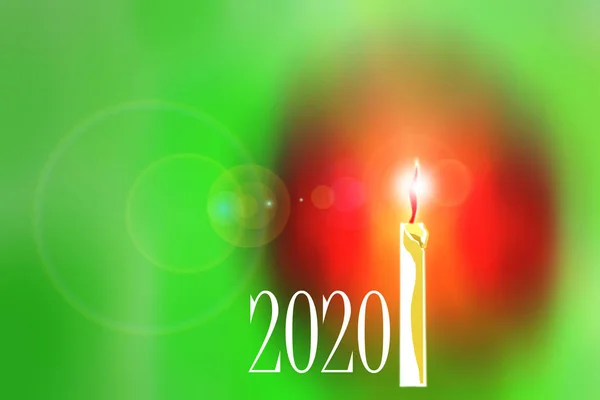 Beautiful Abstract Image Burning Candle Colored Background Inscription 2020 — Stock Photo, Image