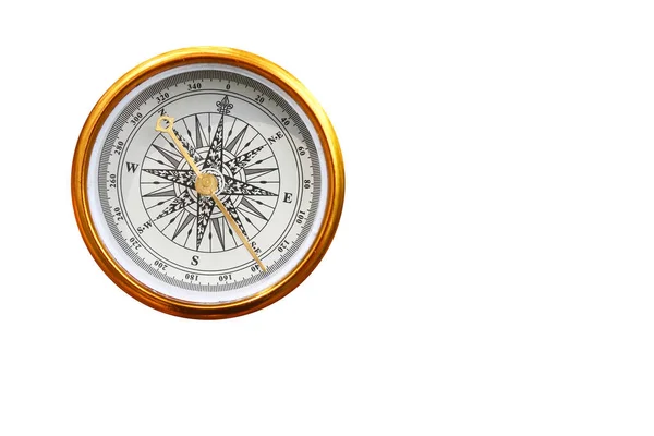 圆圆的罗盘 白色背景 抽象形象 旅游符号 指南针 户外活动指南针 — 图库照片