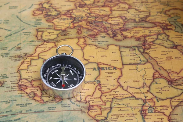 Classic Compass Background Old Vintage Map World Symbol Tourism Compass — Stock Photo, Image