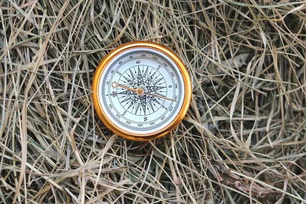 Old Classic Navigation Compass Natural Background Symbol Tourism Compass Travel — Stock Photo, Image