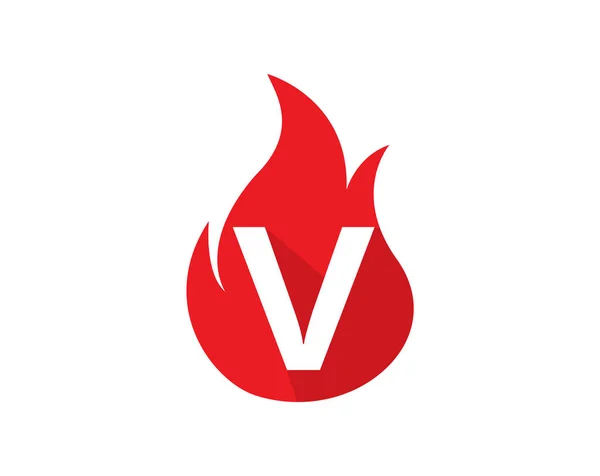 Inicial Diseño Fuego Concepto Letra Logotipo Diseño — Vector de stock