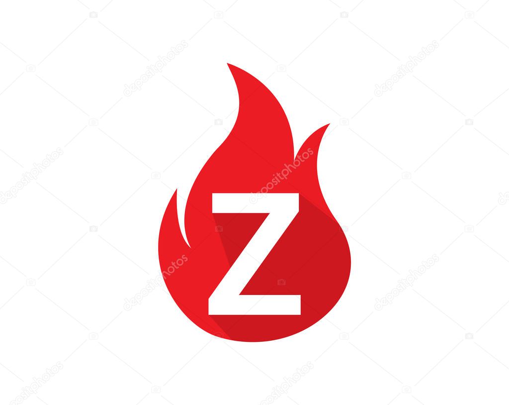 Design concept fire with Initial z Letter Logo Design