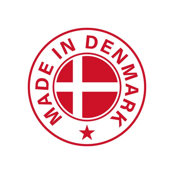 Danimarka Üretilmiş Yuvarlak Danimarka Bayrak Vektör Simgesi — Stok Vektör