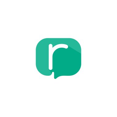 r sohbet logosu konuşma vektör illüstrasyonu, sohbet harfi r logosu