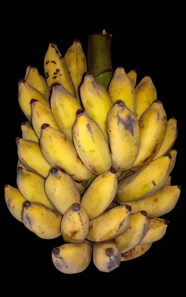 Bunch Van Rijpe Bananen Met Zwarte Achtergrond — Stockfoto