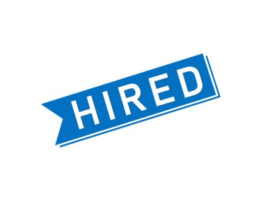 Beyaz arkaplan üzerinde HIRED damga vektörü.