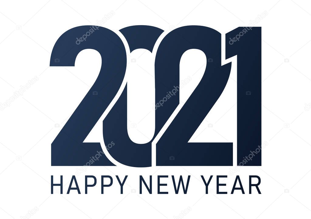 Happy New 2021 Year. Holiday vector illustration of Blue numbers 2021