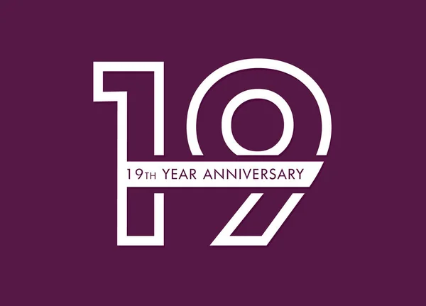 Χρόνια Επέτειο Διάνυσμα Εικόνας 19Η Επέτειο Εορτασμού Λογότυπος — Διανυσματικό Αρχείο