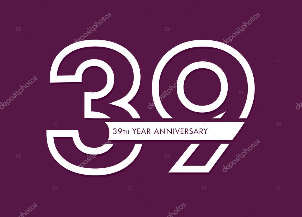 39 years anniversary image vector, 39th anniversary celebration logotype 