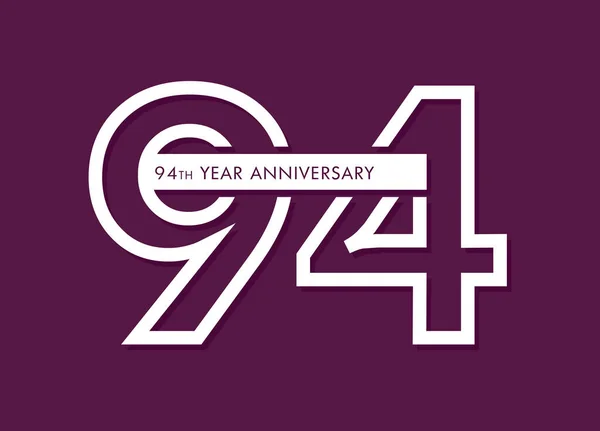 Χρόνια Επετειακό Διάνυσμα Εικόνας Λογότυπος 94Ης Επετείου — Διανυσματικό Αρχείο