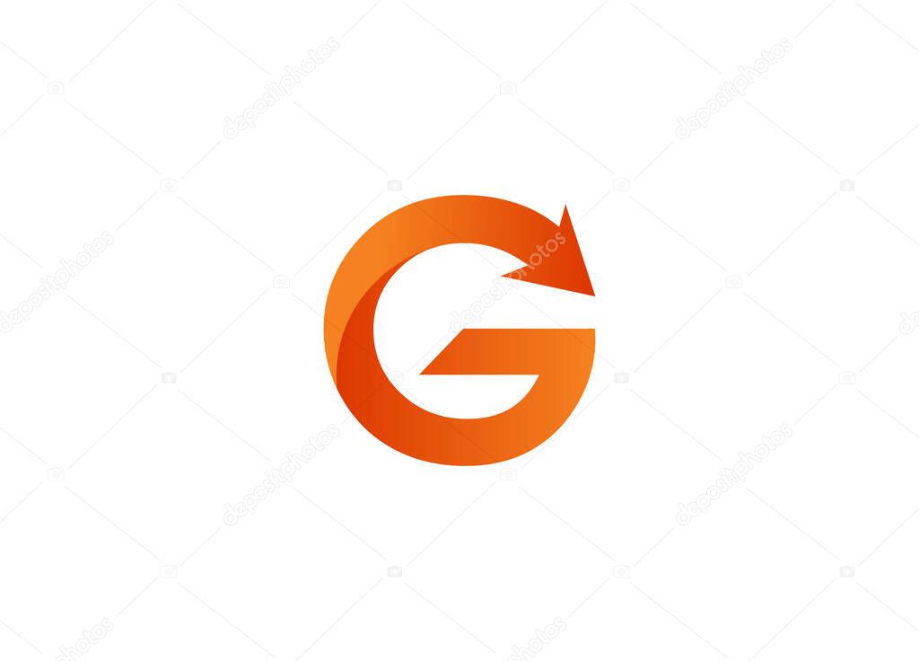 G letter logo with arrow, g logos