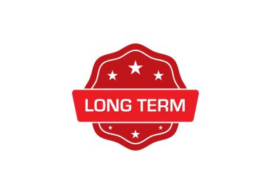 Basit kırmızı rozet logosu, vektör simgesi illüstrasyonu, metin: uzun vadeli 