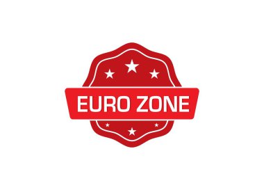 Basit vektör simgesi illüstrasyonu, kırmızı rozetli metin: Avro bölgesi 