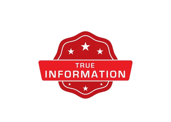 Simple Vector Icon Illustration Red Badge Text True Information — Wektor stockowy