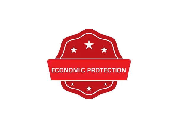 白い背景に赤いバッジのロゴ ベクトルのアイコンのイラスト テキスト 経済的保護 — ストックベクタ