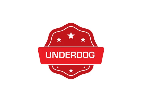 赤いバッジのロゴとベクトルのアイコンのイラストとテキスト Underdog — ストックベクタ