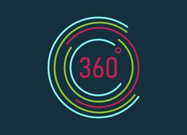 Koyu mavi arkaplanda 360 derece Modern tarz renkli daire çizgileri