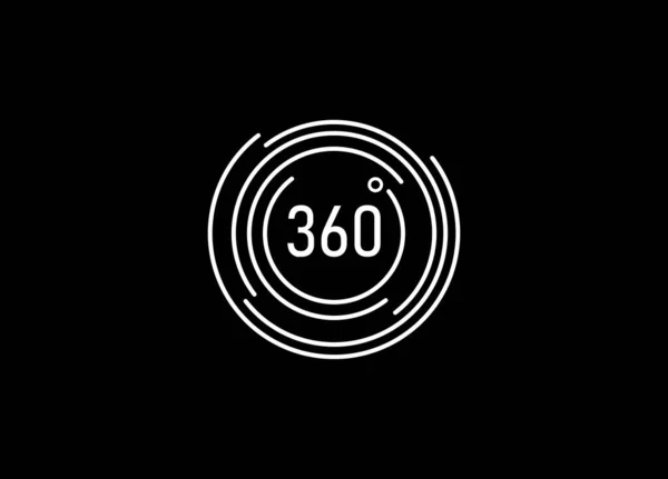 360 Derajat Ikon Dengan Latar Belakang Hitam - Stok Vektor