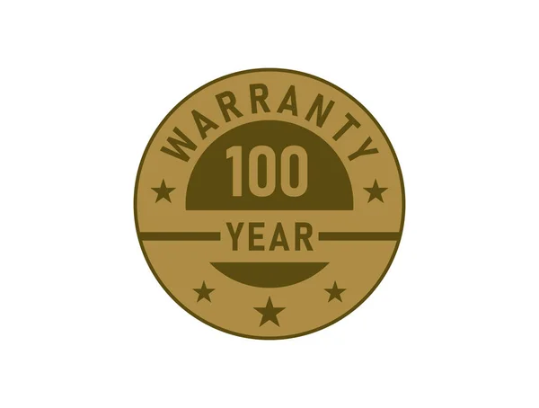 100 Anos Garantia Emblemas Dourados Isolados Fundo Branco Rotulagem Garantia — Vetor de Stock