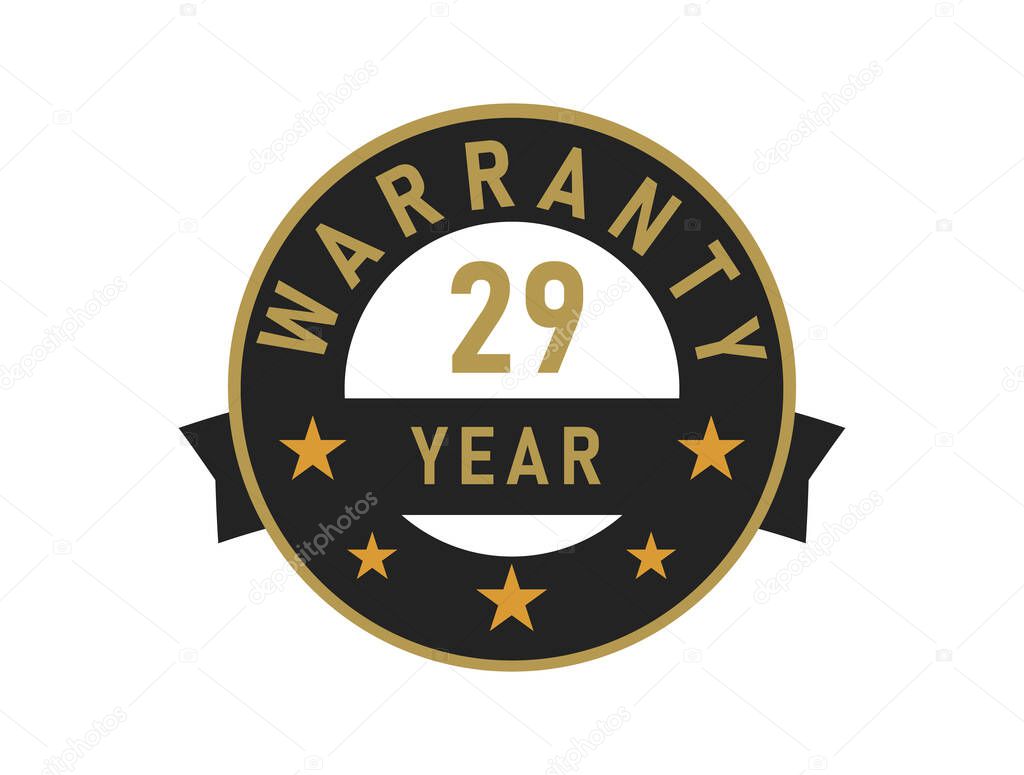 30 year warranty gold text with Black badge vector image