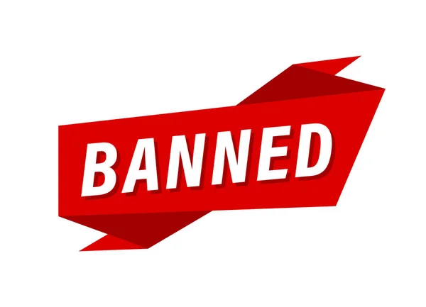 Banned Written Red Flat Banner Banned — Stock Vector