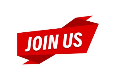 Yazılı ABD 'ye katılın, kırmızı düz pankart bize katılın