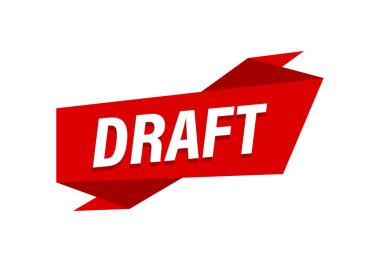 Taslak yazıldı, kırmızı düz pankart Taslak