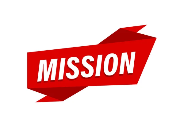 Opdracht Geschreven Rode Vlakke Banner Missie — Stockvector