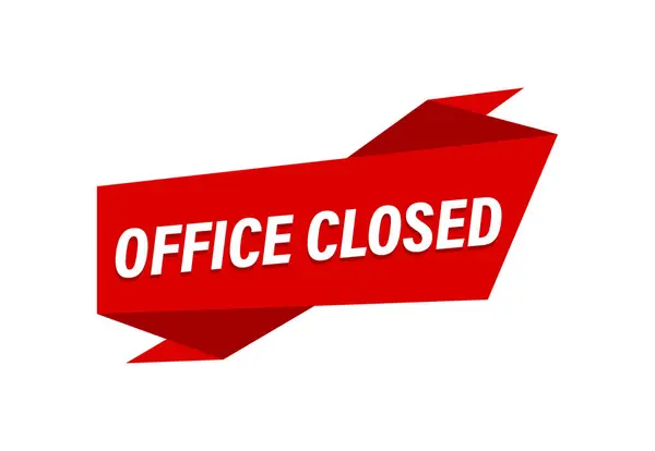 Oficina Cerrado Escrito Banner Plano Rojo Oficina Cerrado — Vector de stock