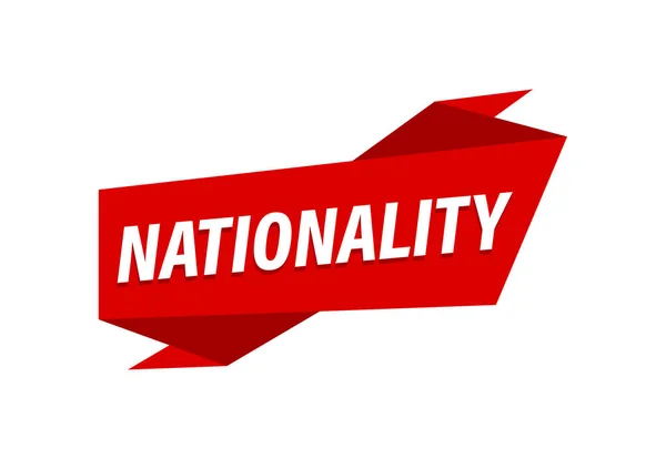 Nationality Written Red Flat Banner Nationality - Stok Vektor