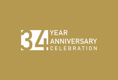 34 'üncü yıl dönümü kutlamaları için altın arka plan logosu