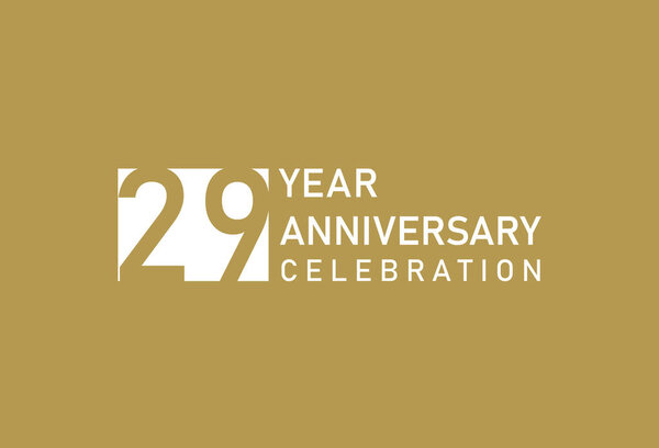 29 years anniversary celebration logotype on gold Background