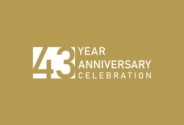 金の43周年記念ロゴタイプ背景 — ストックベクタ