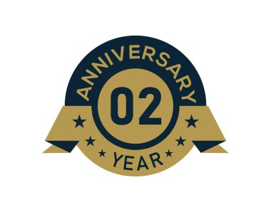 Gold 2 years anniversary badge with banner image, Anniversary logo with golden isolated on white background clipart