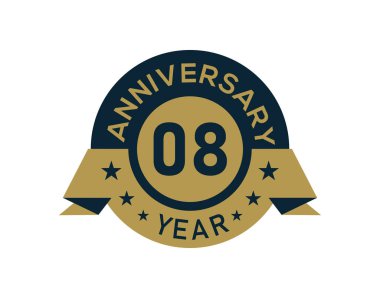 Altıncı yıl dönümü rozeti, afiş resmi, yıl dönümü logosu beyaz arka planda altın izole