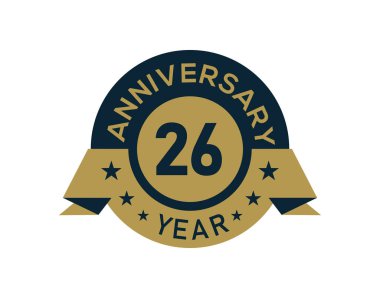 Altıncı yıl dönümü rozeti, afiş resmi, yıl dönümü logosu beyaz arka planda altın izole