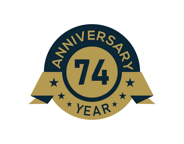 Goud Jaar Jubileum Badge Met Banner Afbeelding Anniversary Logo Met — Stockvector