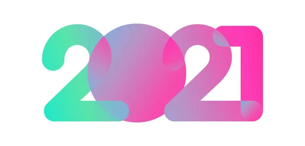 Měkký Gradient Písmo 2021 Šťastný Nový Rok Symboly — Stockový vektor