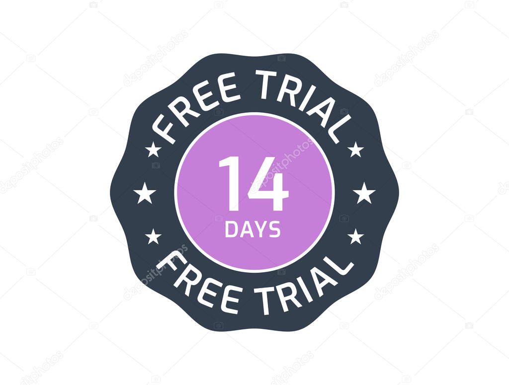 14 Days Free Trial badge, 14 Days trial stamp