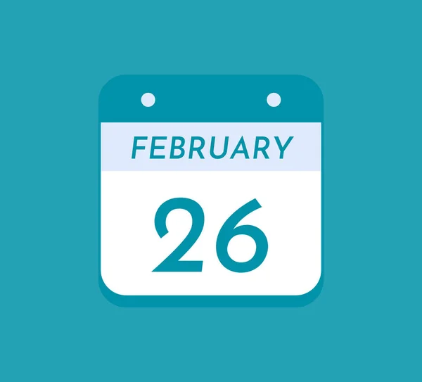 Febrero Calendario Solo Día Febrero — Vector de stock