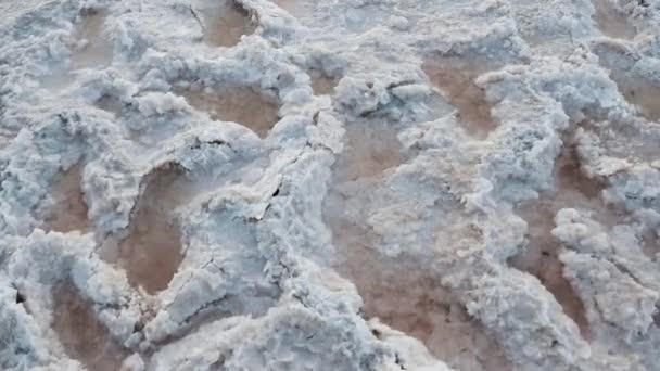 Sel cristallisé boue minérale naturelle dans un lac salé asséché lac salé asséché avec boue curative — Video