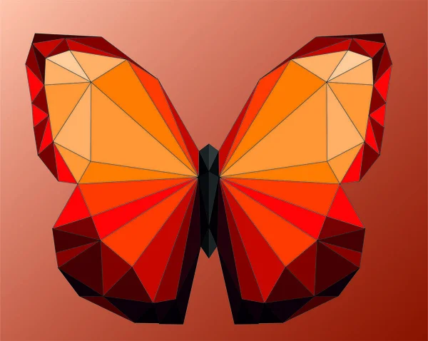 Mariposa Roja Geométrica Vector — Vector de stock