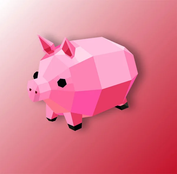 Geometric Pink Pig Piggy Bank — Stock Vector