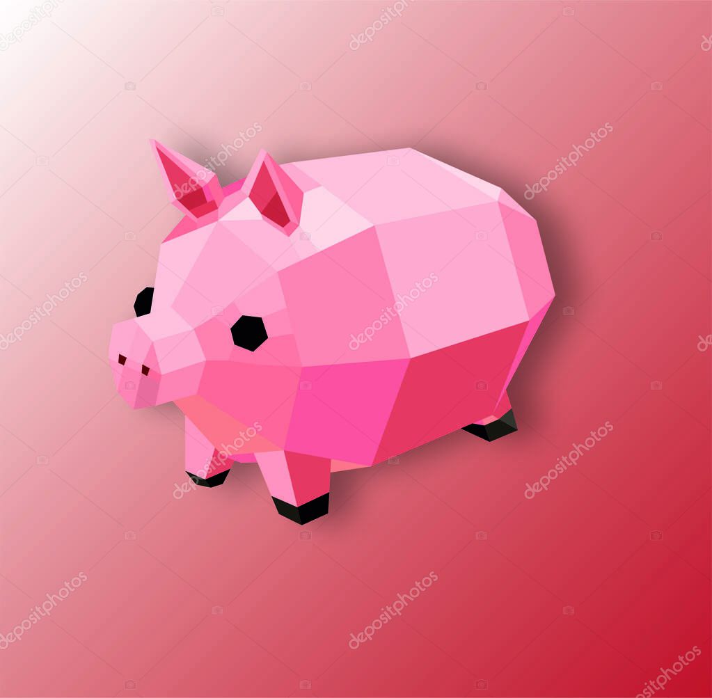 Geometric pink pig - piggy bank