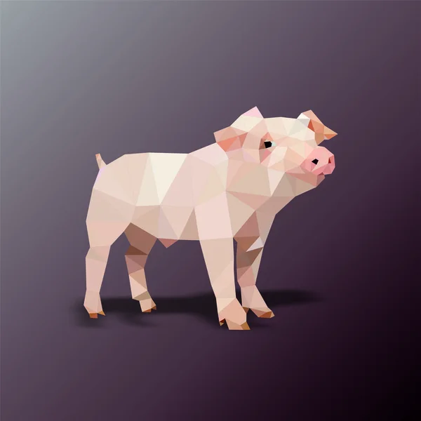 Pequeño Cerdo Rosado Geométrico — Vector de stock