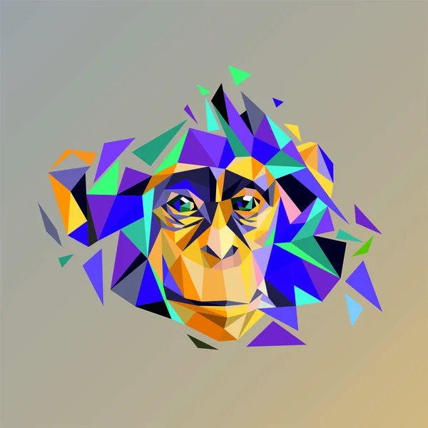 Геометрический Цветной Портрет Шимпанзе — стоковый вектор