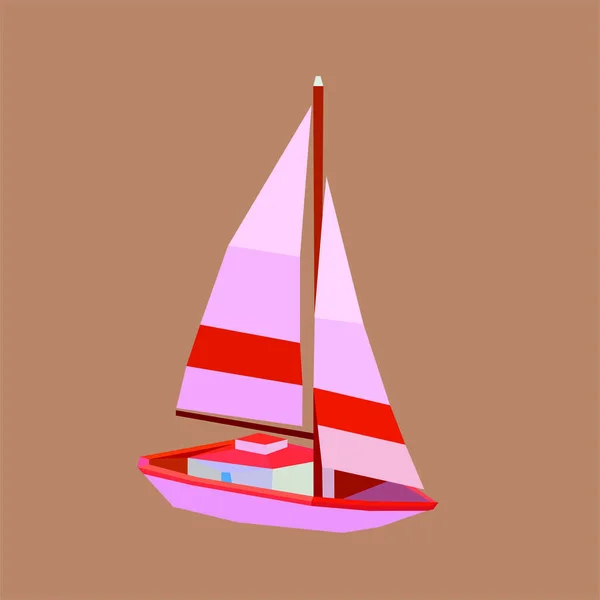 Navio Vela Geométrico Bonito Cor Rosa — Vetor de Stock